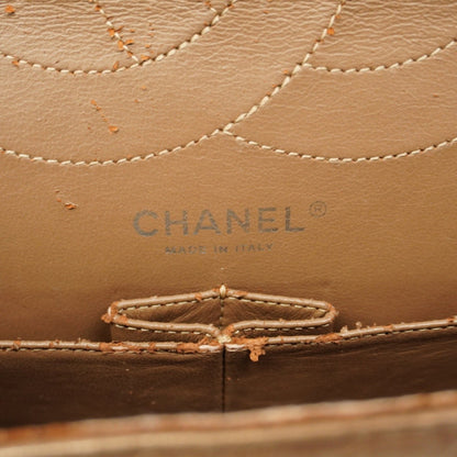 Chanel Shoulder Bag 2.55 Matelasse Double Flap Chain Lambskin Brown Gold
