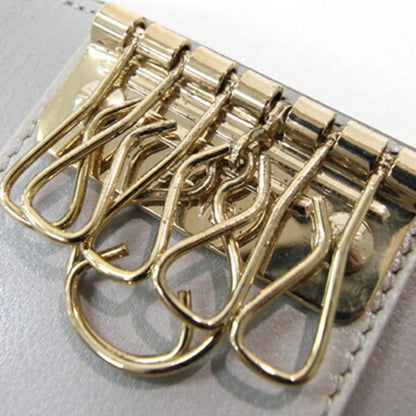 Fendi 6-Ring Key Case 8Ap079 Silver Leather