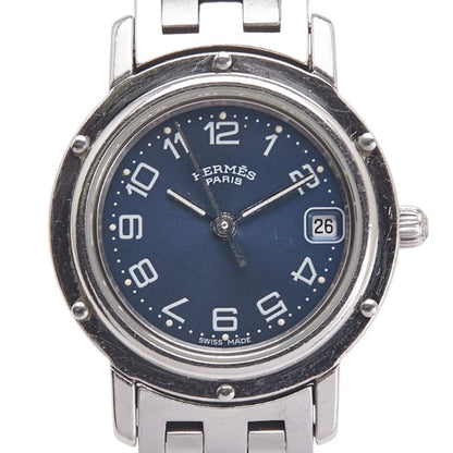 Herms Clipper Watch Cl4.210 Quartz Navy Dial Stainless Steel