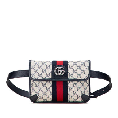 Gucci Gg Supreme Ophidia Waist Bag/Body Bag 674081 Beige Navy Leather