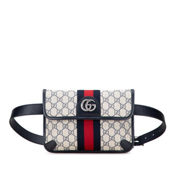 Gucci Gg Supreme Ophidia Waist Bag/Body Bag 674081 Beige Navy Leather