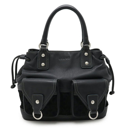 Loewe Anagram Handbag Leather Suede Black