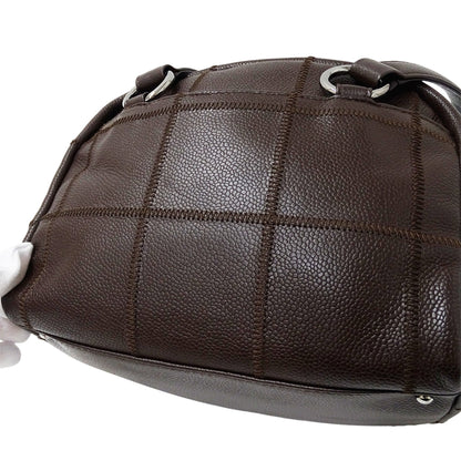 Chanel Chocobar Women'S Handbag/Shoulder Bag In Brown Caviar Leather With Silver Hardware