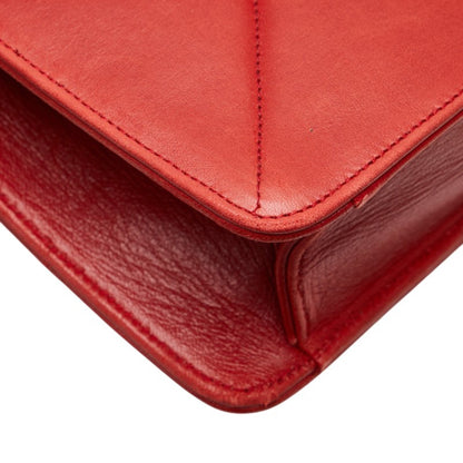 Chanel Matelasse Coco Mark Chain Shoulder Bag In Red Lambskin