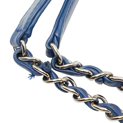 Chanel Wild Stitch Coco Mark Chain Shoulder Bag Handbag Blue Silver Hardware Lambskin