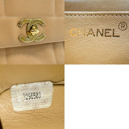 Chanel Handbag Caviar Skin Leather Beige Gold