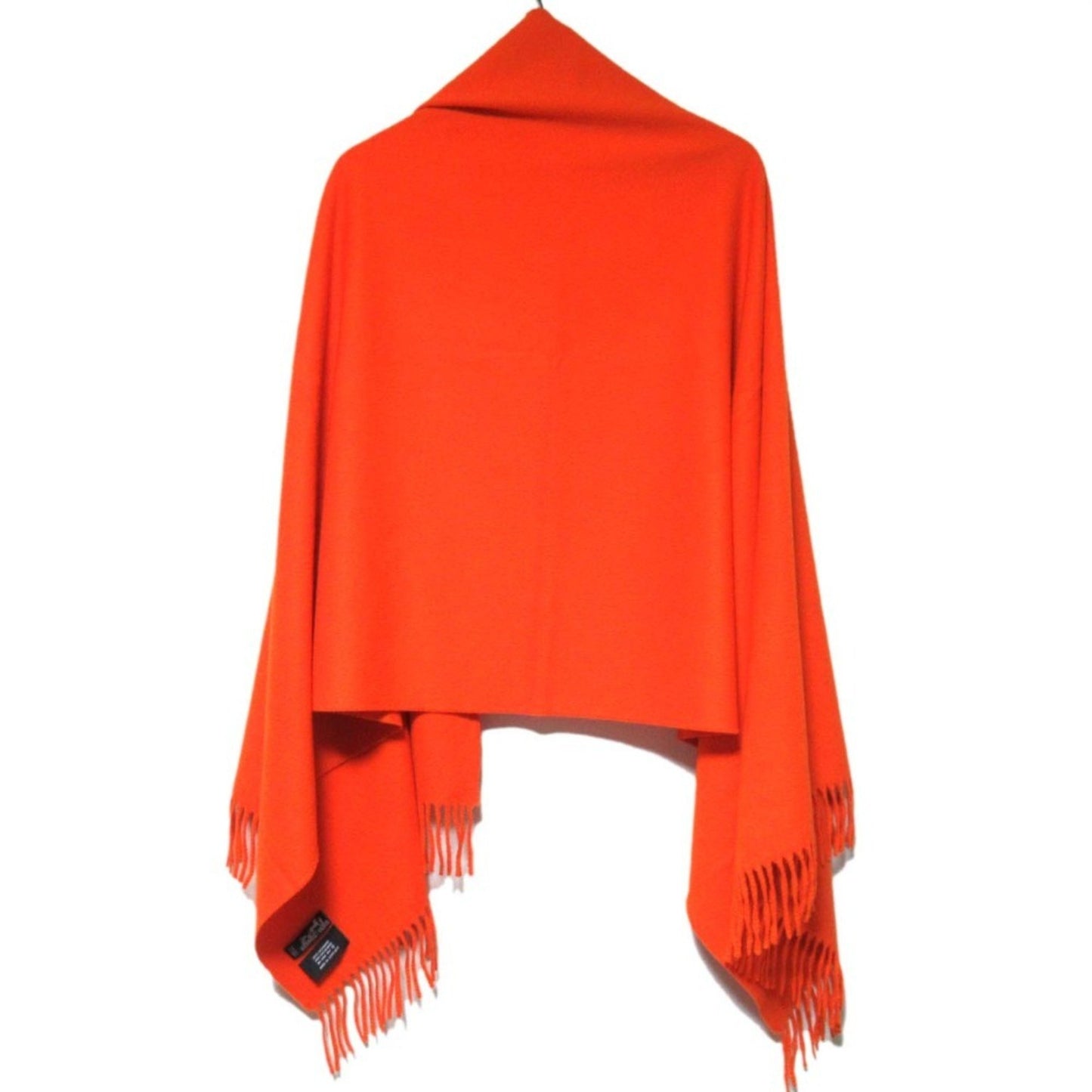 Hermes 100% Cashmere Fringe Stole/Scarf Shawl Orange
