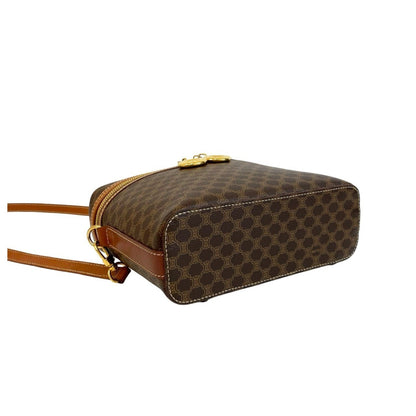 Celine Macadam Blason Triomphe Pattern Circle Logo Leather 2-Way Handbag/Shoulder Bag Brown 56170