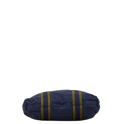 Hermes Foul Tote Cabas Bag Handbag Navy Green Canvas