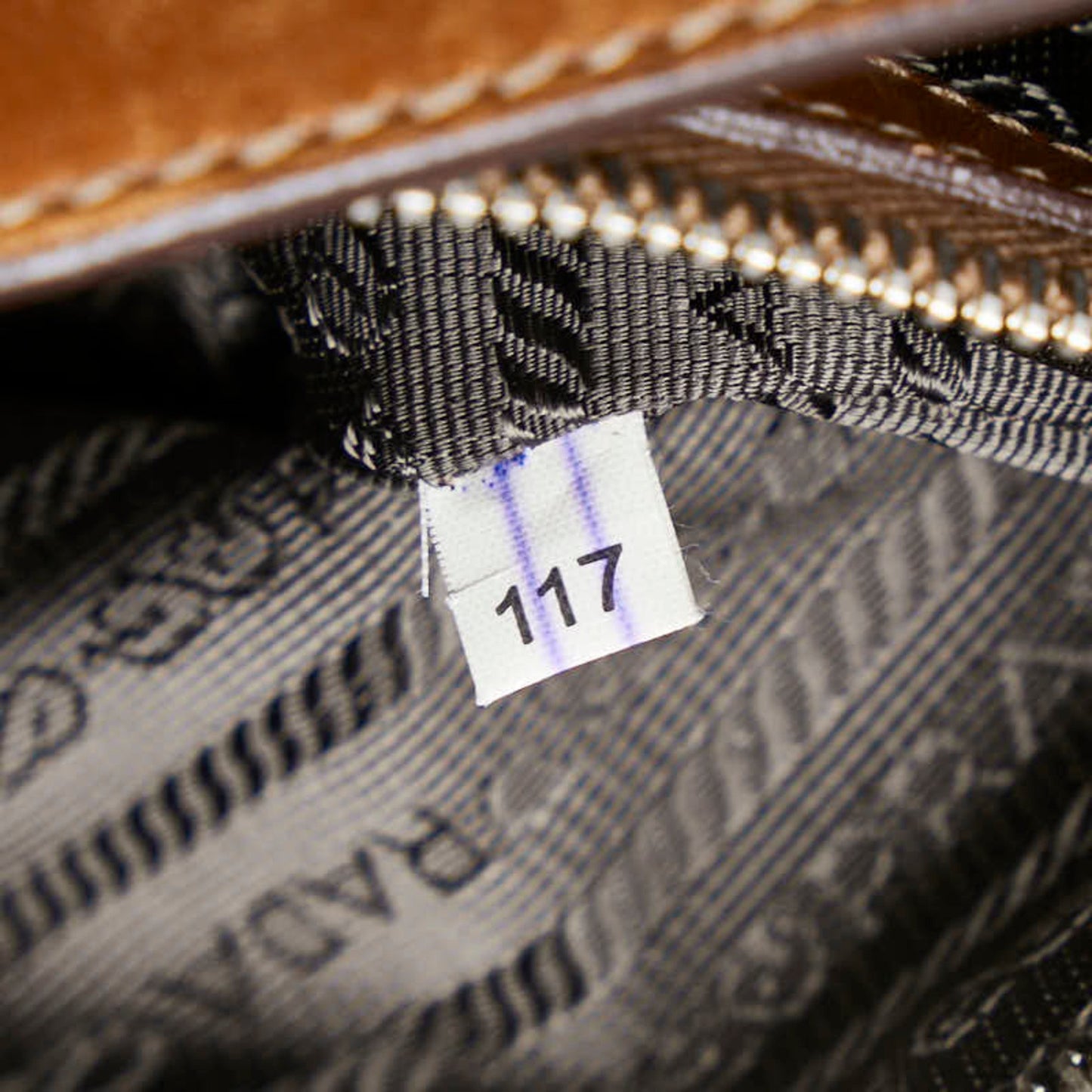 Prada Triangle Logo Plate Handbag Shoulder Bag Brown Nylon Leather