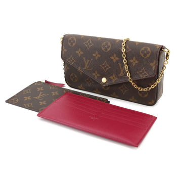 Louis Vuitton Monogram Felicie Pochette Chain Wallet In Brown Fuchsia