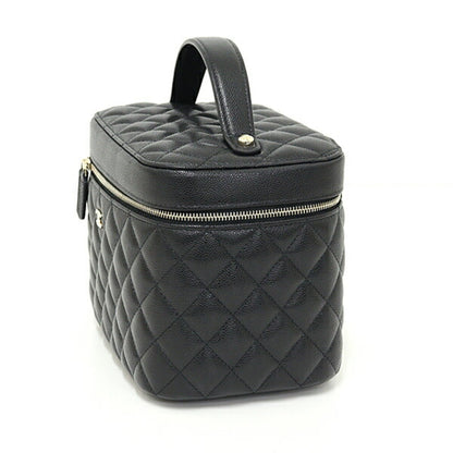 Chanel Timeless Classic Vanity Bag Caviar Skin Ap2573 Black Matelasse Unused F-04622