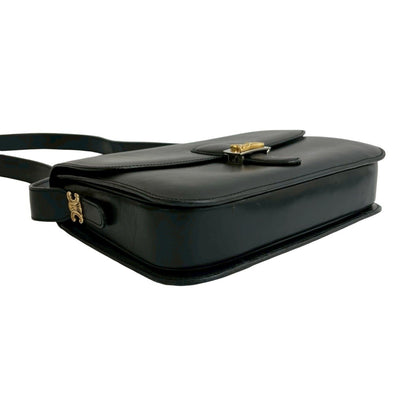 Celine Vintage Carriage Hardware Calf Leather Shoulder Bag/Pochette/Sacoche In Black
