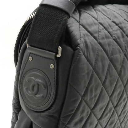Chanel Coco Cocoon Shoulder Bag Quilted Nylon Leather Black A66507