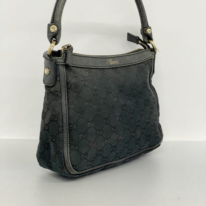 Gucci Gg Canvas Abby Handbag 146244 Leather Black