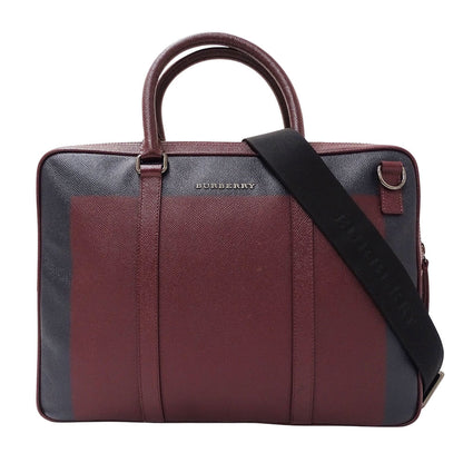 Burberry Men'S Leather Business Bag In Bordeaux And Navy. Perfect For Handbags