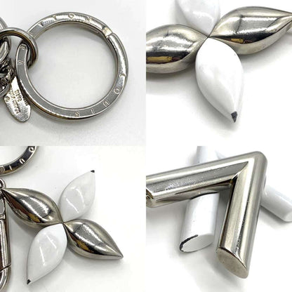Louis Vuitton Keyring Monogram Flower Twist Keychain White X Silver Louis Vuitton