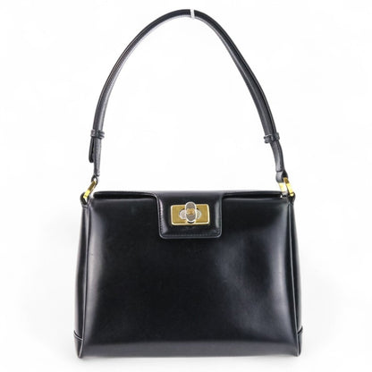 Gucci Vintage Leather Turnlock Handbag In Black