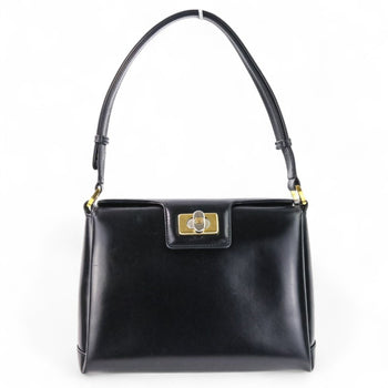 Gucci Vintage Leather Turnlock Handbag In Black