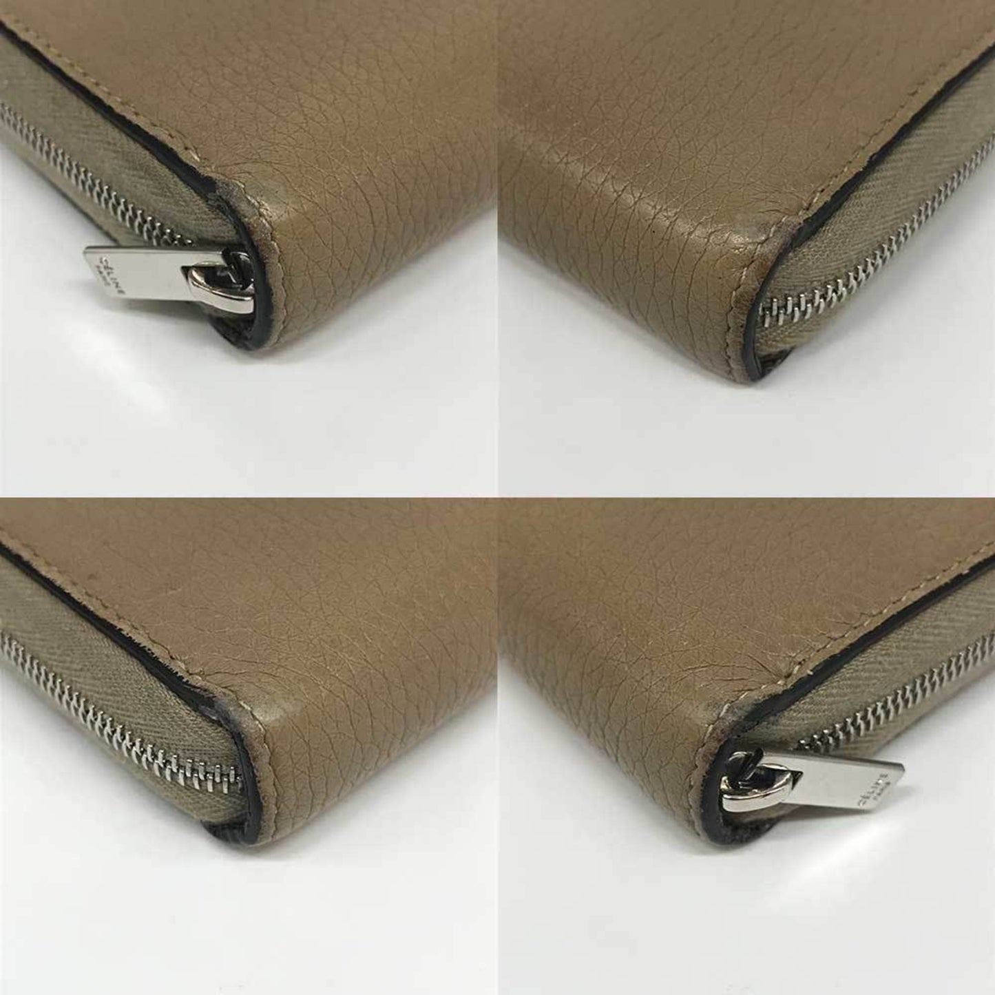 Celine Round Long Wallet Beige Leather U-Ce-0177 Celine