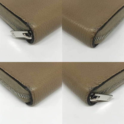 Celine Round Long Wallet Beige Leather U-Ce-0177 Celine