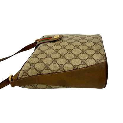 Gucci Old Gucci Vintage Sherry Line Gg Logo Hardware Leather Shoulder Bag Brown 96481
