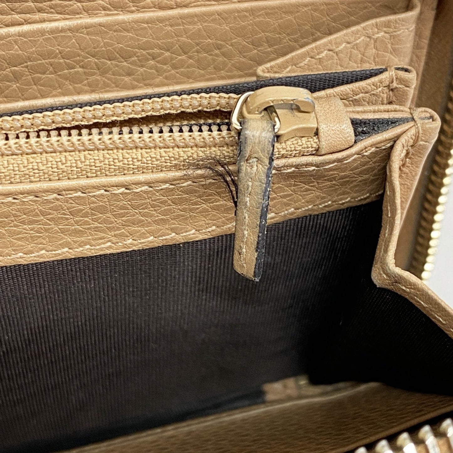 Gucci Bamboo Long Wallet 307984 Leather Beige Champagne