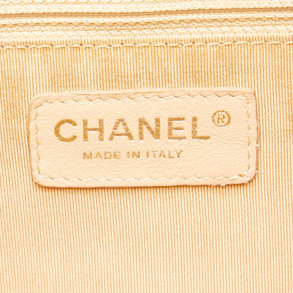 Chanel Matelasse Coco Mark Bowling Bag Handbag Beige Caviar Skin