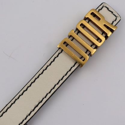 Christian Dior D-Fence Belt Leather Ivory System Gold Metal Fittings Logo Narrow