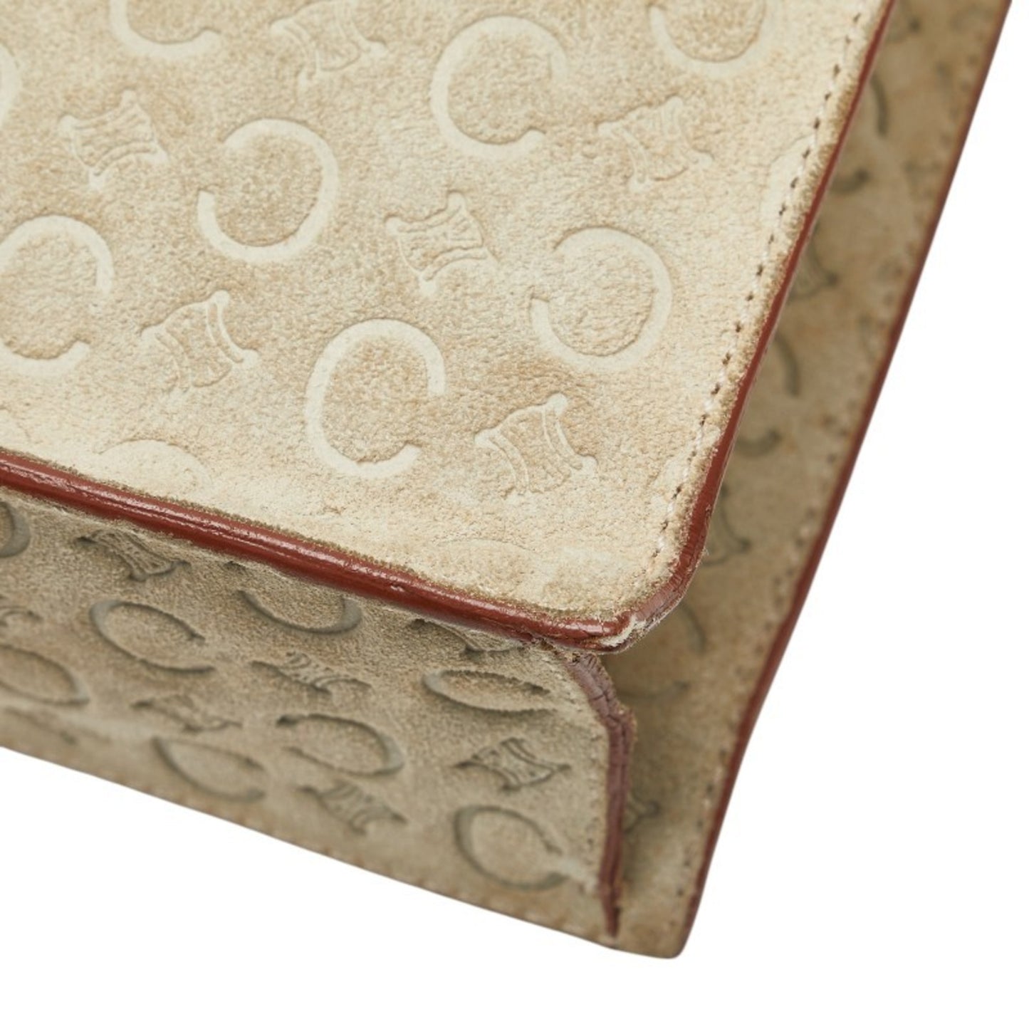 Celine Macadam Handbag In Beige Suede