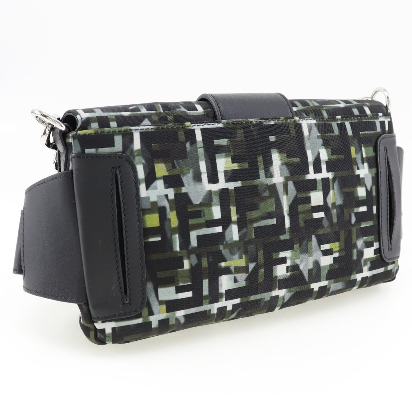 Fendi Mamma Bucket Shoulder Bag 3Way Body Clutch Zucca Camouflage Pattern 7V72 Nylon Black 3Way Type