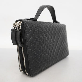 Gucci Micro Guccissima Long Wallet 449246 Leather Black