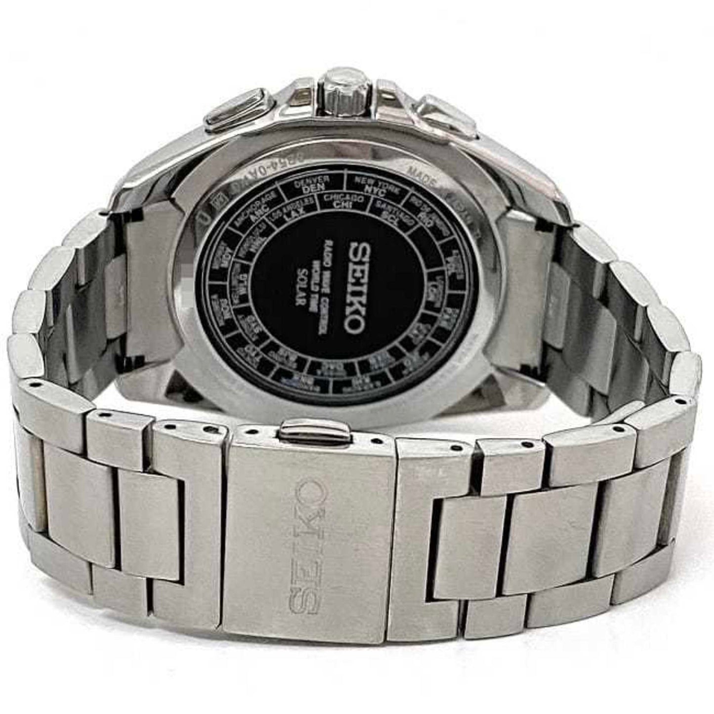 Seiko Watch Brightz Date White Silver 8B54-0Aw0 F-20461 Solar Quartz Seiko
