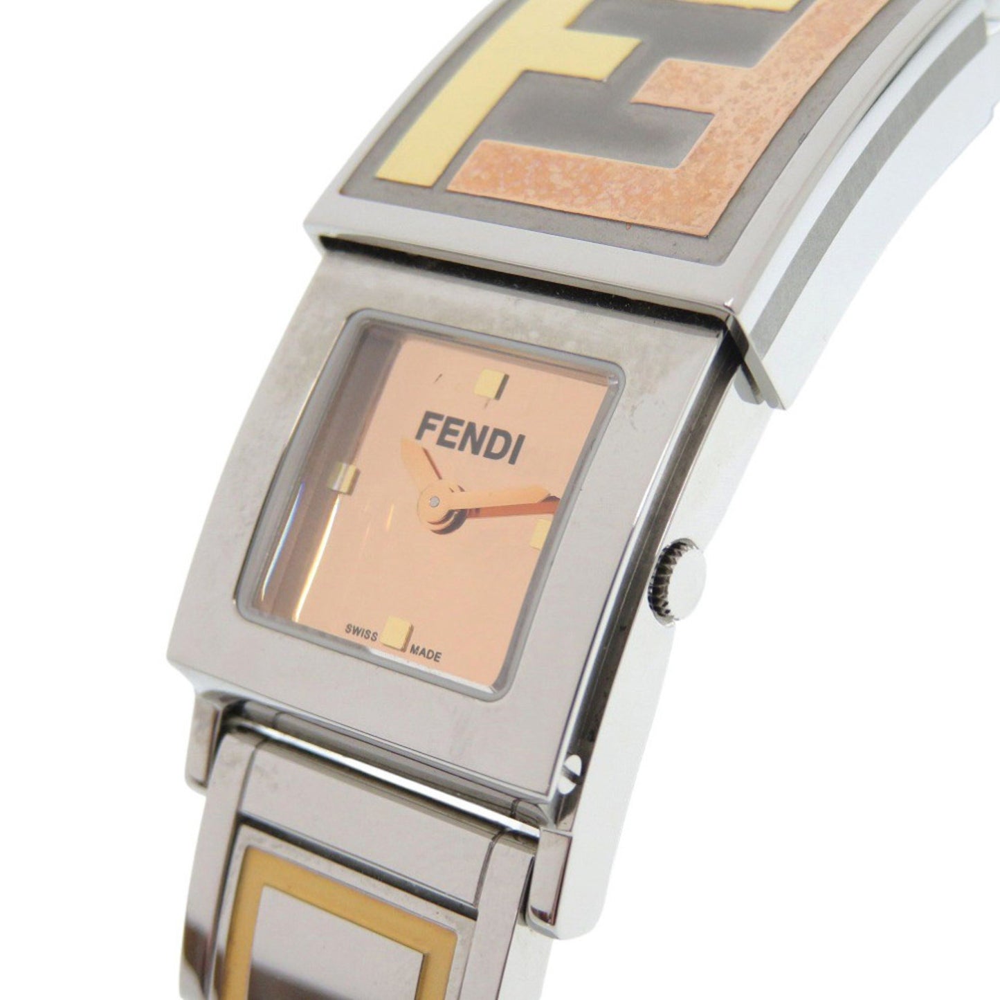 Fendi Secret 2 Time Zone 5500L Stainless Steel Gold Quartz Watch 1915 Fendi