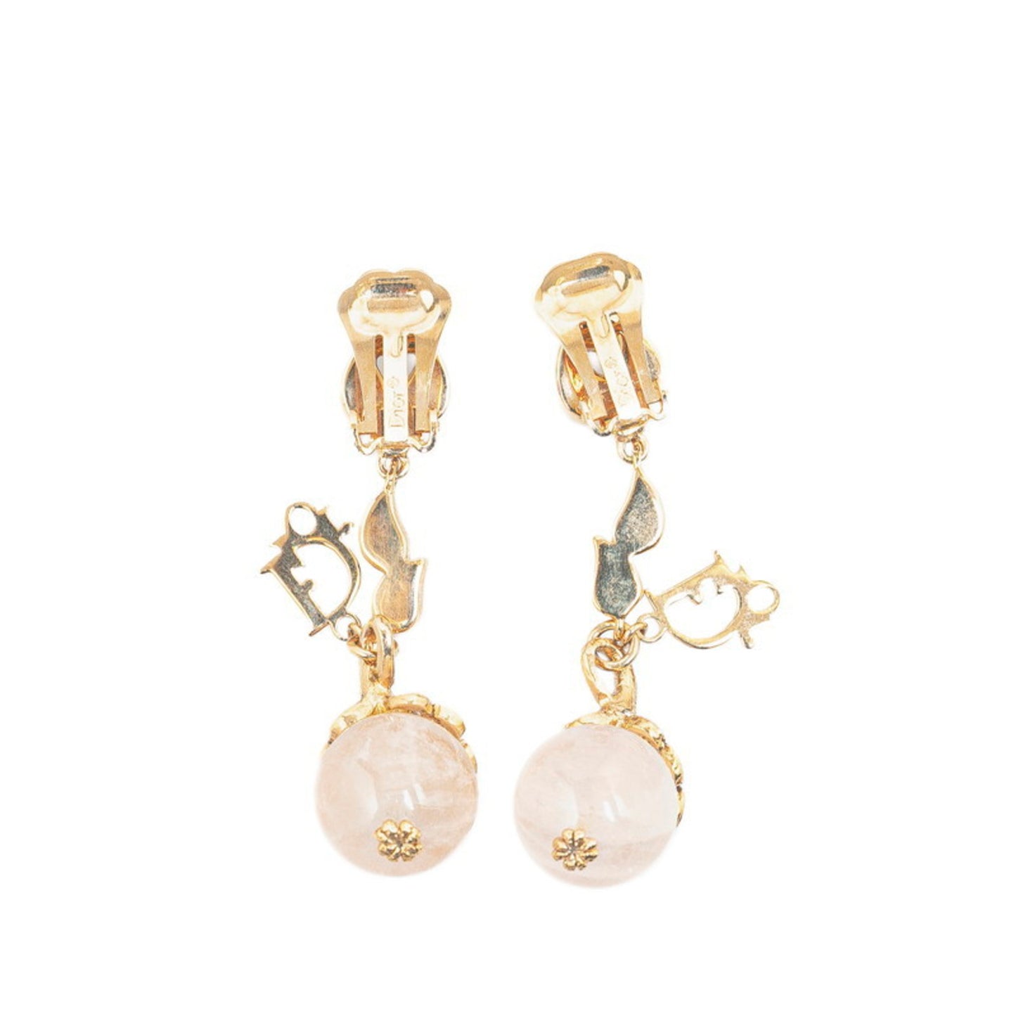 Christian Dior Dior Rhinestone Earrings Gold Plated