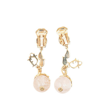 Christian Dior Dior Rhinestone Earrings Gold Plated