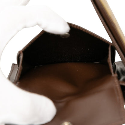 Chanel New Travel Line Coco Mark Bifold Wallet Khaki Nylon Leather