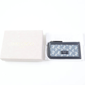 Jimmy Choo Casey Jc Monogram Denim Leather Wallet/Coin Case