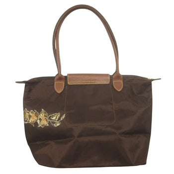 Longchamp Le Pliage Cuir Tote Handbag With Vietnamese Embroidery And Leather Patch