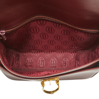 Cartier Must Line Shoulder Bag Wine Red Bordeaux Leather
