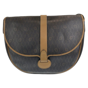 Christian Dior Vintage Honeycomb Pattern Brown Gold Hardware Leather Shoulder Bag Pochette
