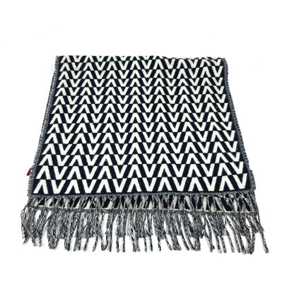 Valentino Valentino Logo Fringe Bicolor Scarf Cashmere
