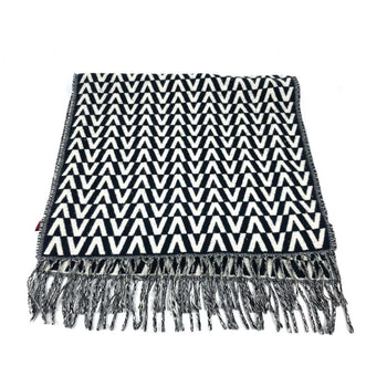 Valentino Valentino Logo Fringe Bicolor Scarf Cashmere