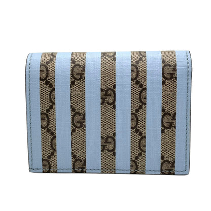 Gucci Gg Supreme Ice Cream Bifold Compact Wallet In Beige And Light Blue Leather