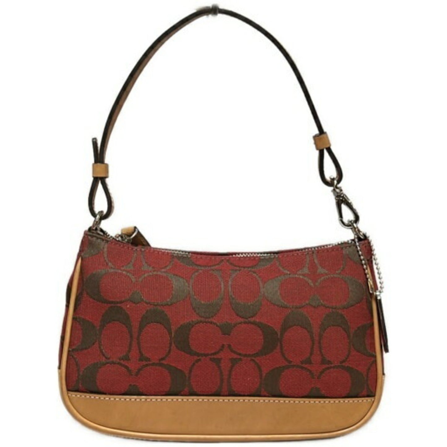 Coach Signature Mini Pouch Shoulder Bag 6094 In Red Leather