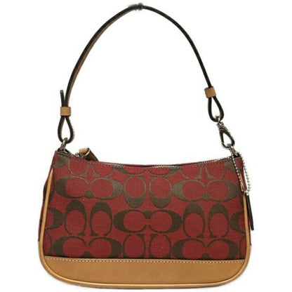 Coach Signature Mini Pouch Shoulder Bag 6094 In Red Leather