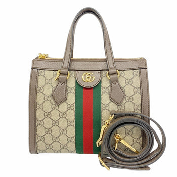 Gucci Ophidia Handbag 547551 Leather Brown Beige