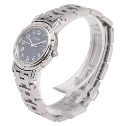 Herms Clipper Watch Cl4.210 Quartz Navy Dial Stainless Steel