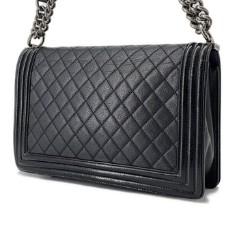 Chanel Chain Shoulder Bag Boy Large Matelasse Coco Mark Lambskin Patent Leather A92193 Chanel Black