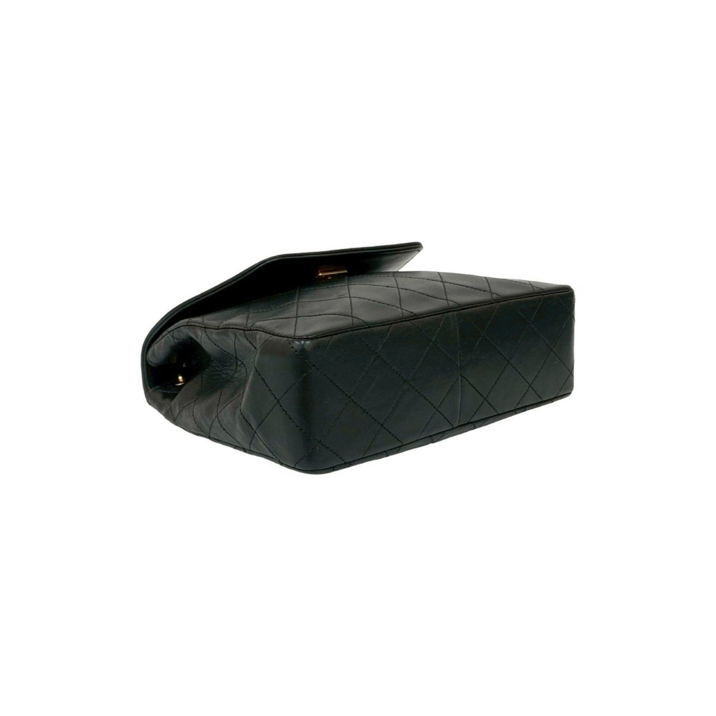 Seal No. 0 Chanel Matelasse Coco Lambskin Leather Chain Shoulder Bag Pochette Black 27516